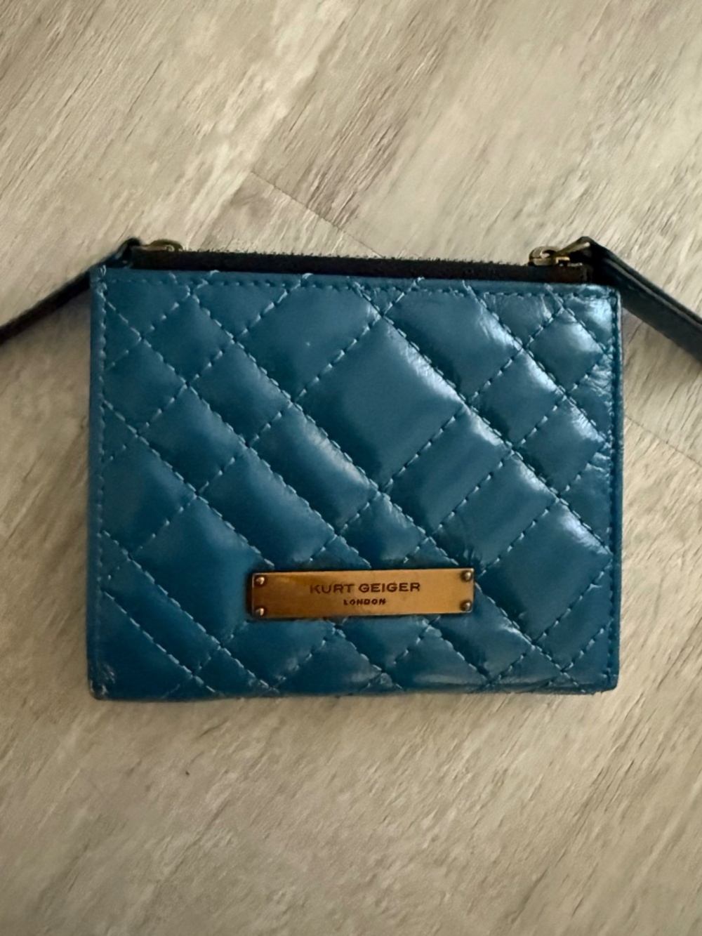 Kurt Geiger London Teal Quilted Leather Bifold Wallet